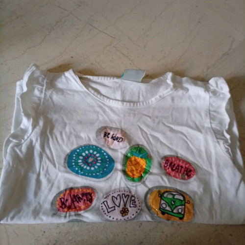 Boboli T-shirt for girl 116 cm like new, white multicolor