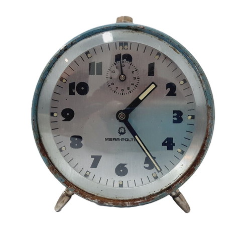 Mera-Poltik vintage mechanical alarm clock from 1950s Poland, used