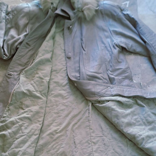 Vintage women's leather coat used, beige, size M