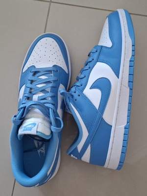 Nike Dunk Low Retro sneakers, blue and white, size 46