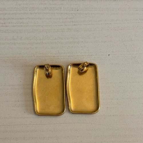 Earrings stainless steel rectangular gold color like new, 3cm length