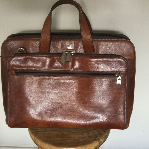 Leather Professional Briefcase M by Mihail like new, brown