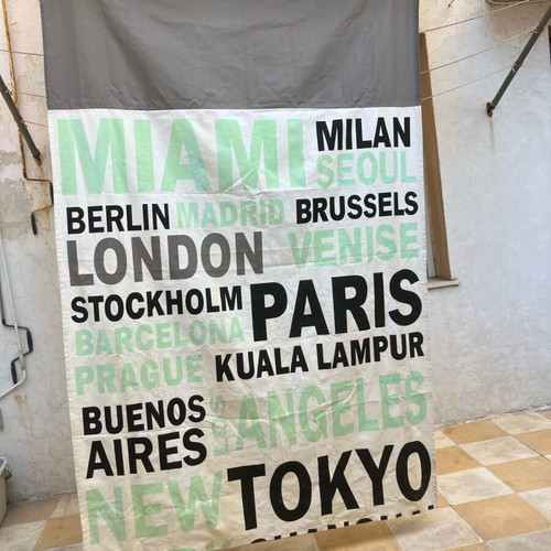 Fabric curtain used, dimensions 210x135 cm