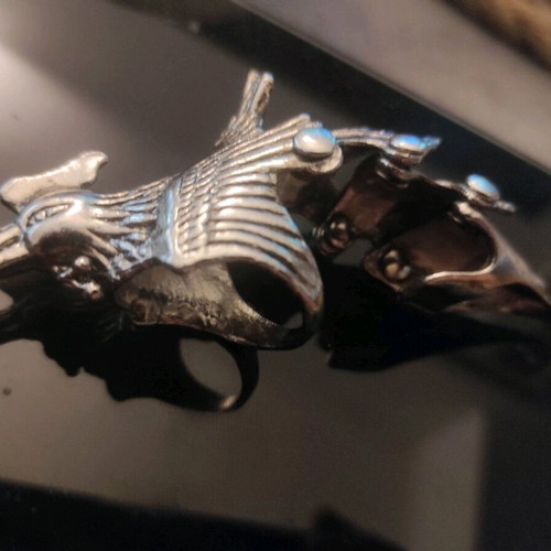 Rooster ring unisex gothic style silver like new, size ~1.85cm