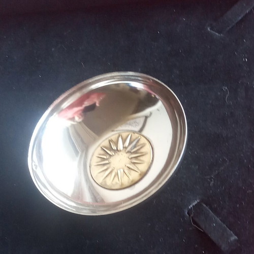 Decorative silver-plated Sun of Vergina vintage like new