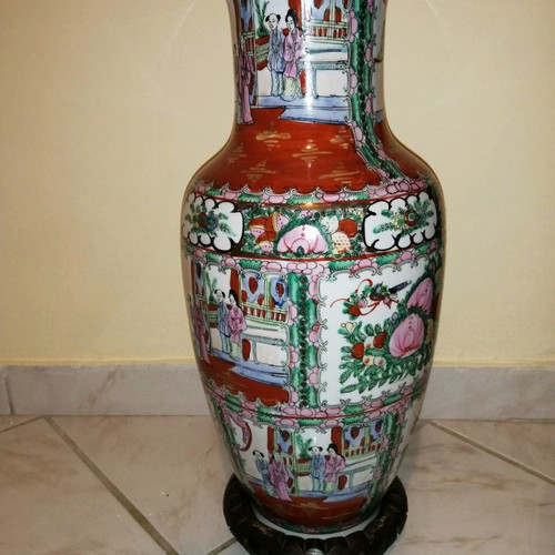Asian art floor vase porcelain antique hand-painted