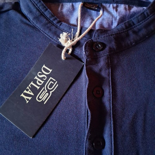 Men's T-shirt with Neckline Large Navy DSPLAY new, 100% cotton