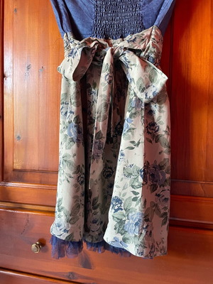 Summer dress used in A-line, blue and green, size S