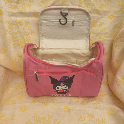Kuromi Sanrio Hello Kitty Travel Cosmetic Bag new, pink with many compartments