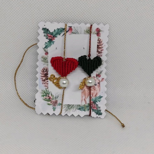 Macrame heart bracelet Christmas new with pearl and key