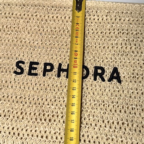 Straw Sephora toiletry bag new, black and beige