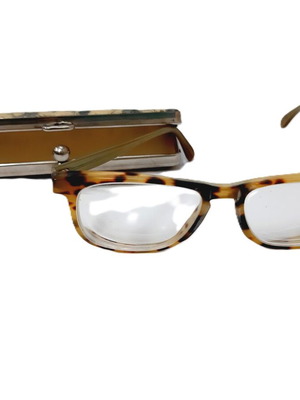 Vintage Glasses with Cream-Green Double-Sided Case like new