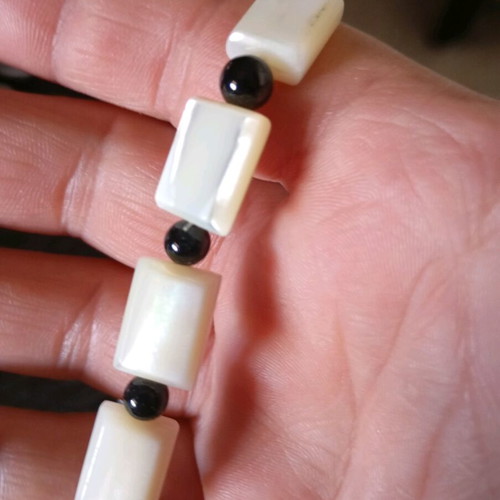 Bracelet with semi-precious stones like new, black and white