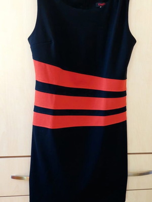 Winter dress new, black with red stripes, size XL