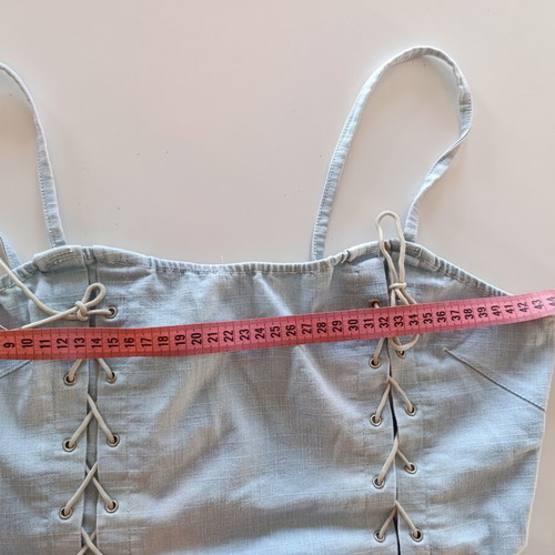 Vintage crop top corset style large turquoise cotton denim like new