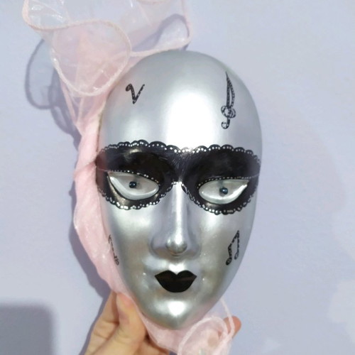 Decorative mask handmade silver with black details, new