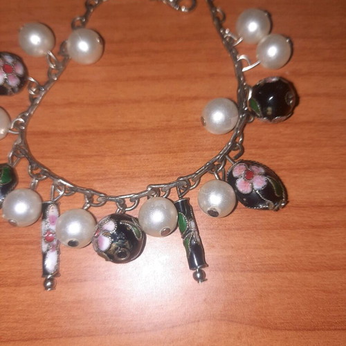 Bracelet like new with intricate black and white stones