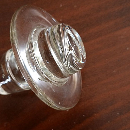 Decorative glass carafe vintage figure with male hat