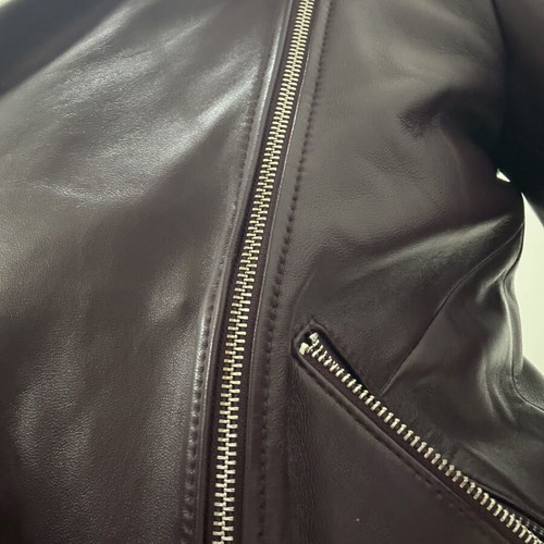 Boss burgundy purple biker leather jacket, size XS/S