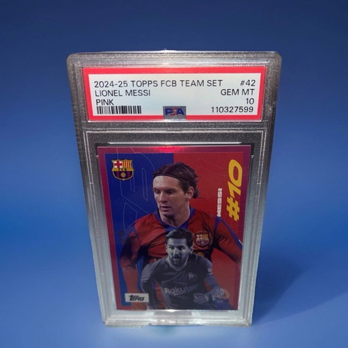 Topps 2024-25 FC Barcelona Team Set #42 Lionel Messi Pink PSA 10