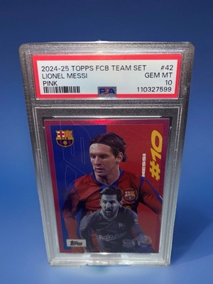 Topps 2024-25 FC Barcelona Team Set #42 Lionel Messi Pink PSA 10