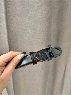 Roccobarocco black belt with red stitching like new, adjustable