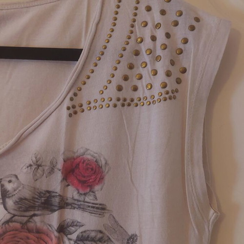 Bershka short-sleeve t-shirt with designs like new, beige, size M