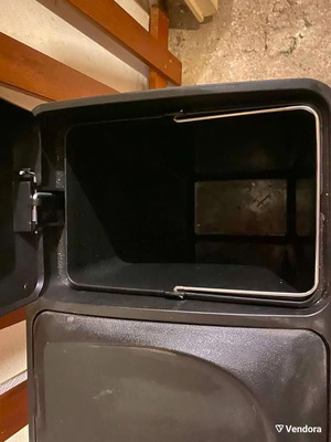 Trash bin used with three compartments and pedal lids, metal and plastic