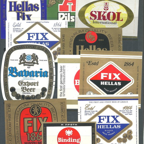 Karolos Fix bottle labels used, vintage, pack of 22 authentic