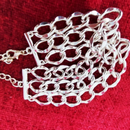 Steel bracelet with three chain rows like new, adjustable