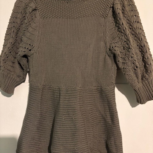 Zara knitted short-sleeve cardigan like new, khaki