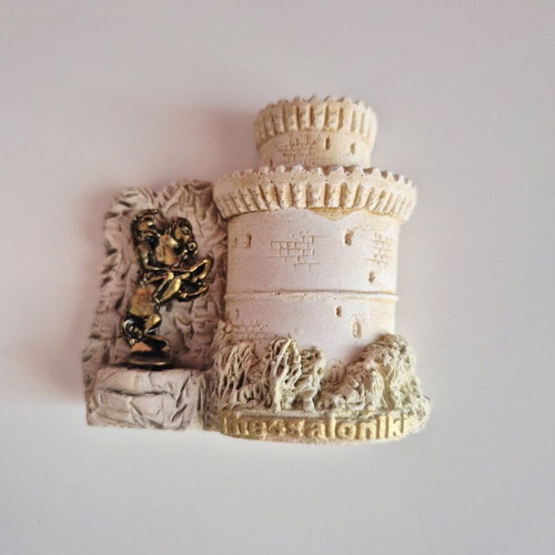 3D fridge magnet with metal element Thessaloniki White Tower like new