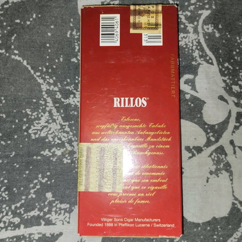 Villiger RILLOS cigar pack new with ΔΡΧ. 1500 stamp, 5 pieces