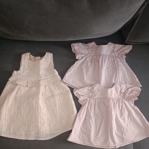 Benetton pink dress and 2 Zara tops set for baby girl