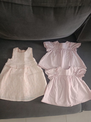 Benetton pink dress and 2 Zara tops set for baby girl