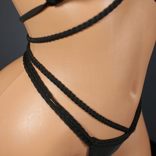 Bikini two-piece black new with Shibari ropes