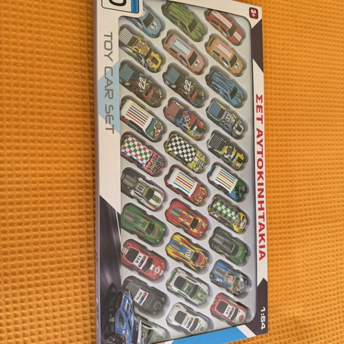Toy car set, 30 pieces, 1:64 scale, assorted colors and racing designs