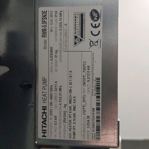 Hitachi single-phase heat pump/cooling used 15KW for 120-150 sqm