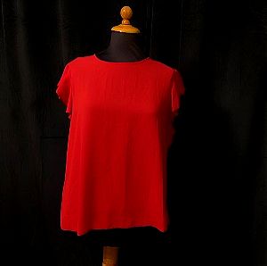 Καινούργια γυναικεία μπλούζα κοντομάνικι με δέσιμο πίσω σε κόκκινο χρώμα O/S