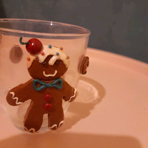 Christmas cup handmade with gingerbread figure