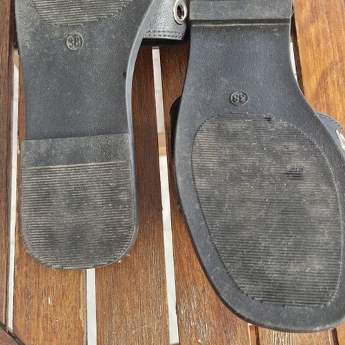 Sandals with Decorative Eyelets Like New, Size 38, Black