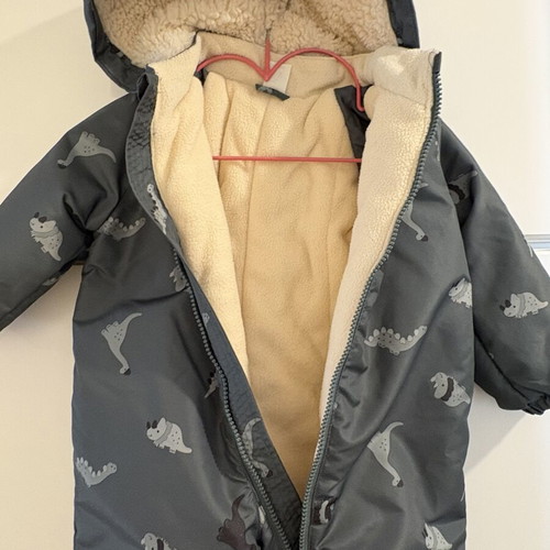 H&M water-repellent baby snowsuit like new, size 92 cm, green