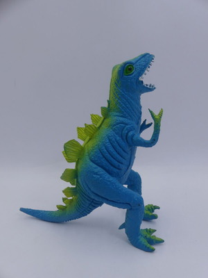 Vintage Dinosaur Monster Godzilla Style figure toy used, blue and green