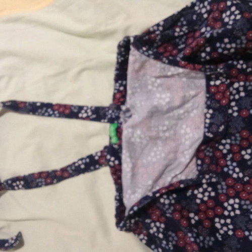 Benetton Blue Dark Floral Dress-Overall 110cm 4-5 Years Like New