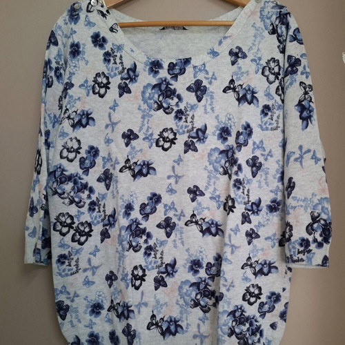 BHS autumn sweater new, grey with blue floral pattern