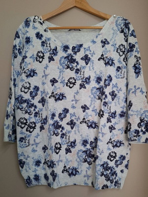 BHS autumn sweater new, grey with blue floral pattern