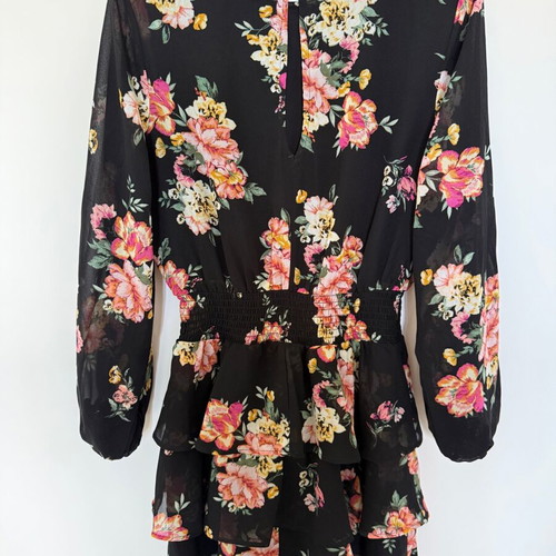 Black Floral Chiffon Mini Dress Gina Tricot used, size 38