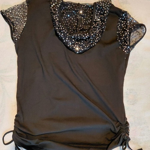 Shiny top black with gold details, like new, size S