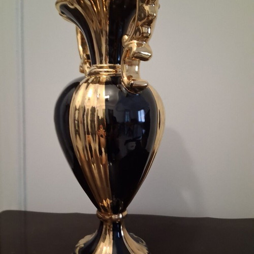 Porcelain vase like new, blue-rouge with gold, Italian Alpha