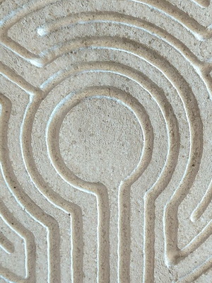 Handmade yoga meditation disc with labyrinth design